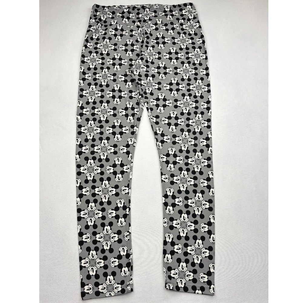 LuLaRoe Disney Womens TC Tall Curvy Mickey Mouse Grey Polka Dot Leggings 12 22